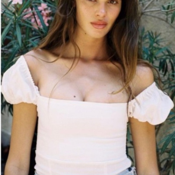 With Jéan puff sleeve demi blouse white - Picture 1 of 6